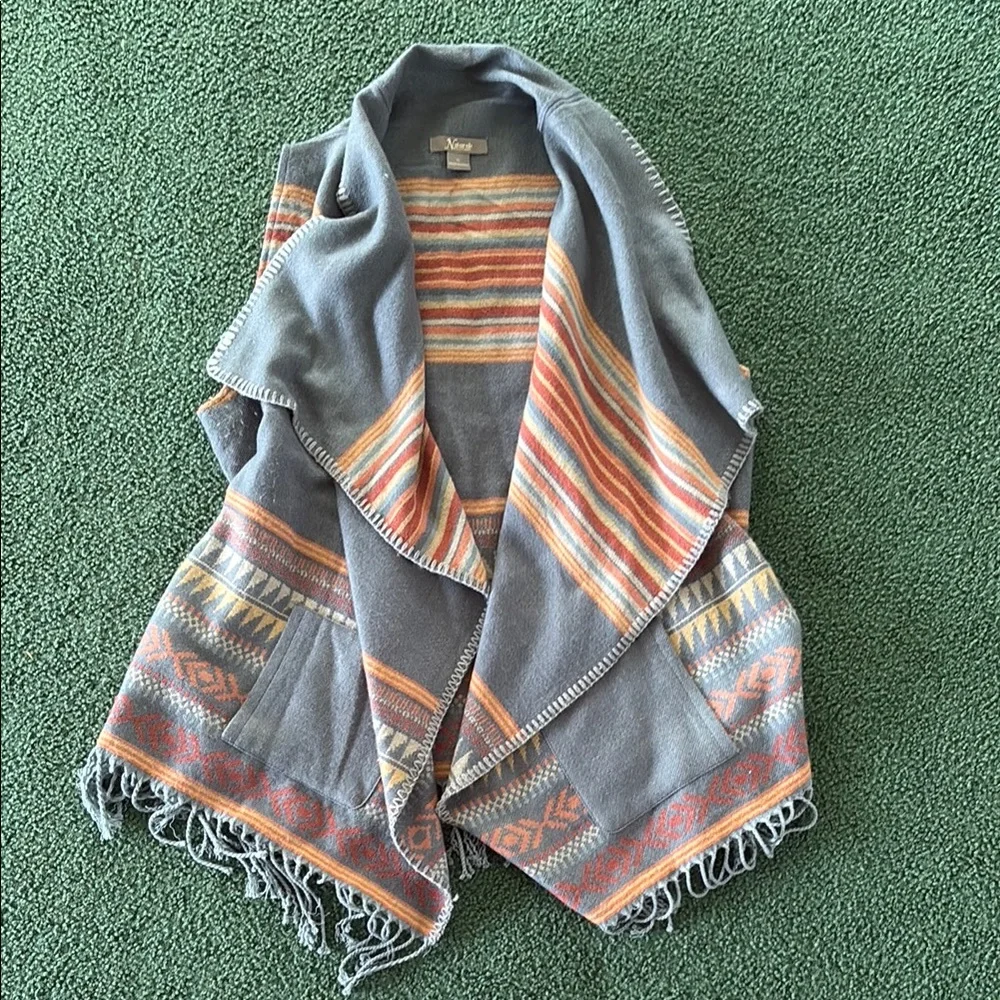 Natural Reflections Blue and Multicolor Vest/Shaw - Picture 3 of 3